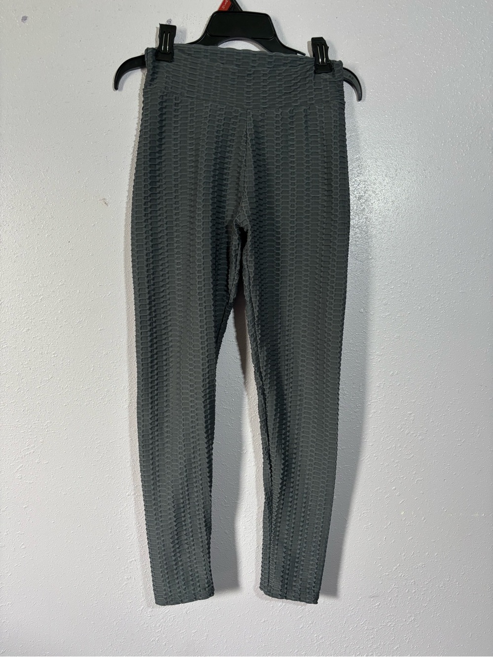 High-Waist Textured Leggings - Gray